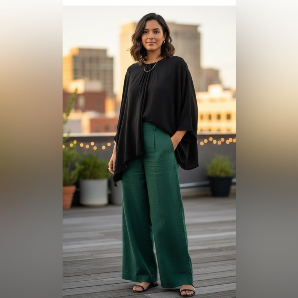 Elegant Black Draped Women's Blouse